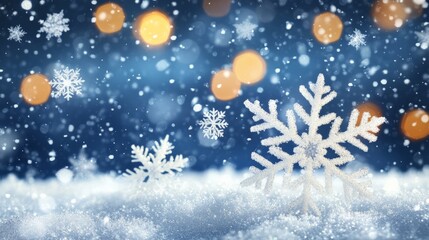 Fototapeta premium Winter Wonderland: Sparkling Snowflakes and Festive Lights