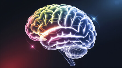 Colorful brain illustration, neuroscience concept