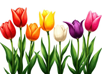 Fototapeta premium Colorful Tulip Bouquet Illustration 