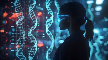 Futuristic Lab Designing Custom Organisms with Holographic DNA Interface for Synthetic Biology