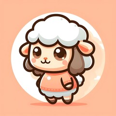 Fototapeta premium Adorable Cartoon Sheep Illustration