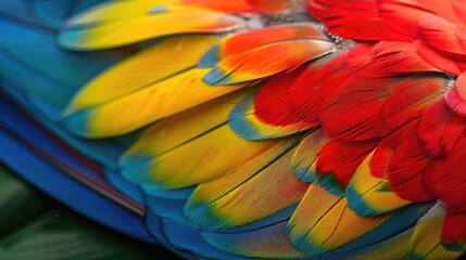 Fototapeta premium Closeup of colorful parrot feathers