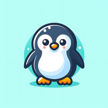 recommend clip art: Adorable Cartoon Penguin Standing on a Blue Background