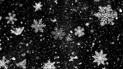 Obraz premium Winter Wonderland: Magical Snowflakes Dance in the Dark Night Sky