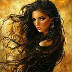 Beautiful woman with long flowing hair