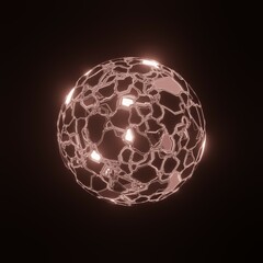 Abstract sci-fi sphere with particles. Technology network connection on world. Futuristic illustration. Global digital connections ai. 3D wireframe geometric sphere. 3D rendering.