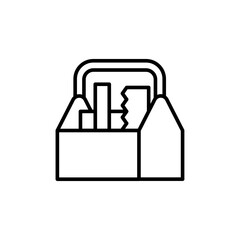 Toolbox outline icons, minimalist vector illustration ,simple transparent graphic element .Isolated on white background
