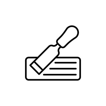 chisel cutting wood block outline clip art preview