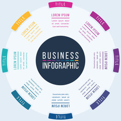 Business Infographic design 8 Steps, objects, elements or options infographics template for business information