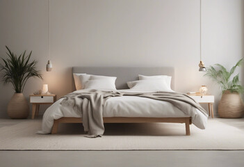 Minimal bedroom interior with Home decoration blank mock up Cozy coastal stylish furniture comfortab