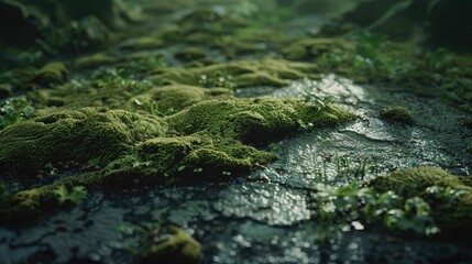 Fototapeta premium Intricate details in a moss-covered surface