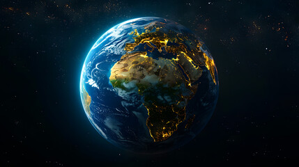 Obraz premium Satellite view of Earth globe from space, city lights by night, East Asia China map