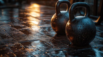 Fototapeta premium Rainy Day Iron Grip Dumbbells