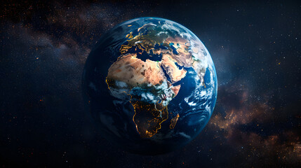 Obraz premium Satellite view of Earth globe from space, city lights by night, East Asia China map