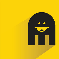 funny monster character with shadow on yellow background