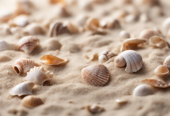 Sand and sea shells beach theme background isolated on white image transparent