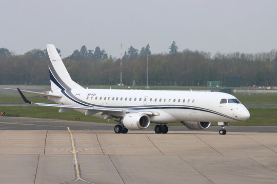 9H-FAY, AirX Charter, Embraer ERJ-190, departing London Stansted Airport, Essex, UK