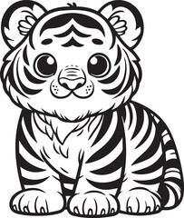 simple tiger coloring pages black and white