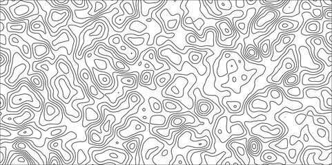 Abstract black & white topographic Contour Scheme and Terrain on old paper. Geographic mountain terrain. Contour map background. Cartographic Weave with seamless striped patterns and wavy Lines