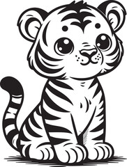 simple tiger coloring pages black and white