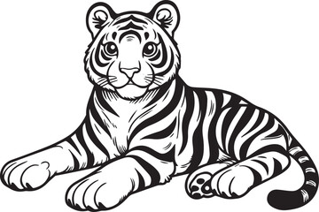 simple tiger coloring pages black and white