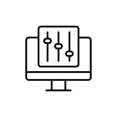Computer management outline icons, minimalist vector illustration ,simple transparent graphic element .Isolated on white background