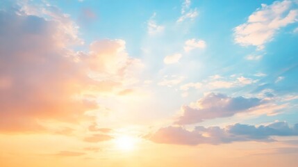 Breathtaking Sunset Sky with Fluffy Clouds and Vibrant Colors