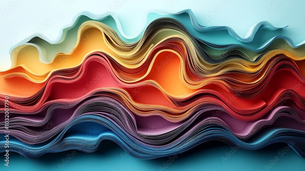 Wall mural gradient abstract 3d paper cutstyle illustration for world book day displaying layers of books with 