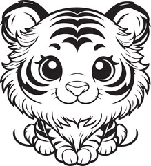 simple tiger coloring pages black and white
