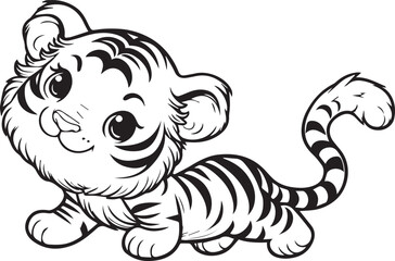 simple tiger coloring pages black and white