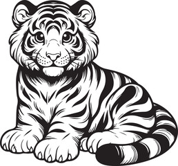 simple tiger coloring pages black and white