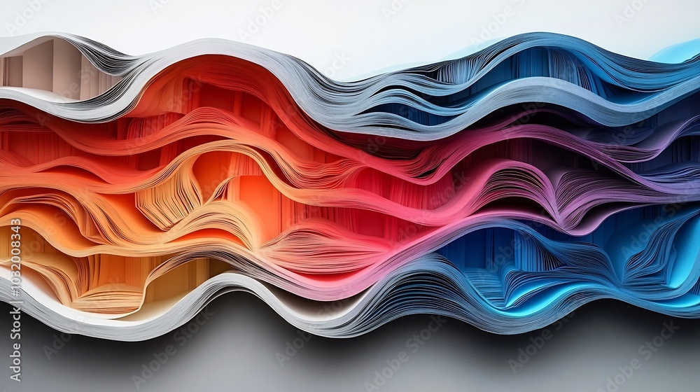 Wall mural gradient abstract 3d paper cutstyle illustration for world book day displaying layers of books with 