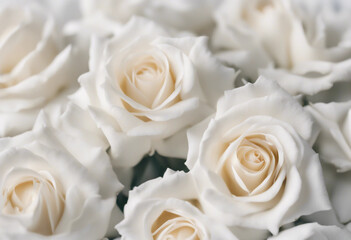 White roses on white background