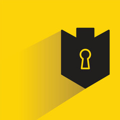 shield badge with shadow on yellow background