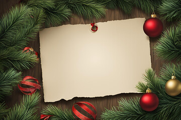 christmas background with fir branches and decorations