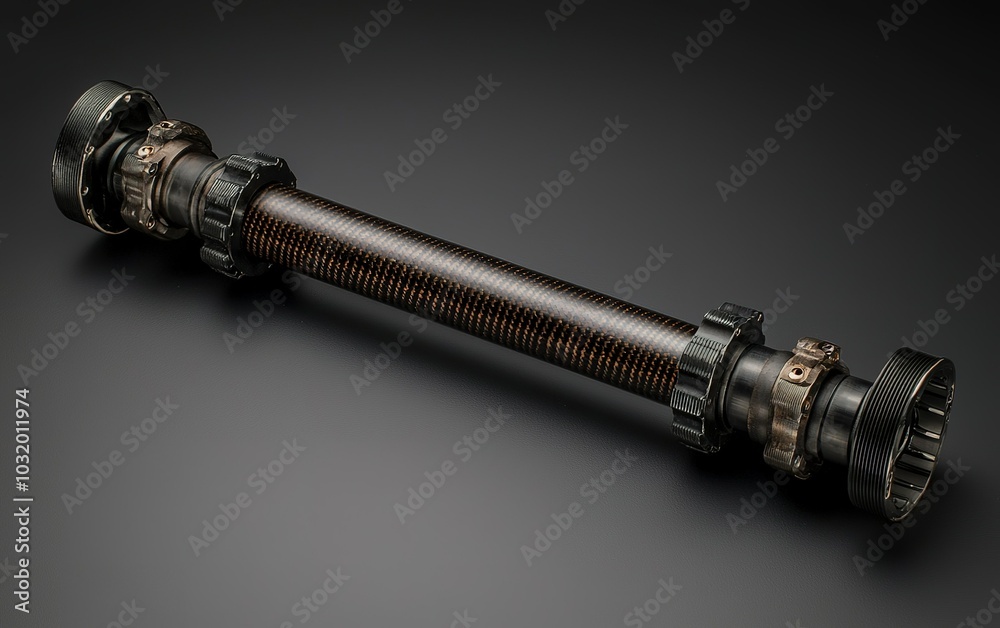 Poster detailed view of a mechanical component displayed on a dark surface highlighting its intricate desig