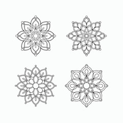 set of snowflakes. mandala flower coloring pages