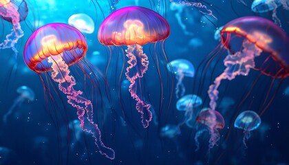 Glowing Jellyfish in a Magical Underwater Kingdom