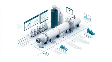 Fototapeta premium Innovative industrial technology visualization exploring complex processes and data analytics in modern manufacturing systems