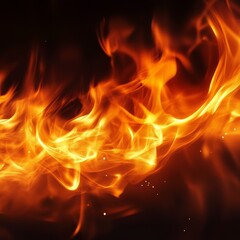 Fototapeta premium Raging Inferno A Close-Up of Fiery Flames, Burning Embers, and Intense Heat from a Bonfire