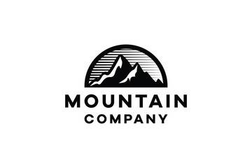 Mountain Landscape Silhouette for Outdoor Travel adventure Vintage Logo Design	