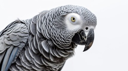 Obraz premium Stunning African Grey Parrot Isolated on White Background for Nature and Pet Themes