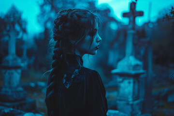 Autumn halloween mysterious character in costume generative AI