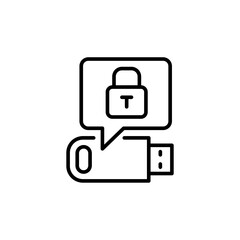 Secured drive outline icons, minimalist vector illustration ,simple transparent graphic element .Isolated on white background