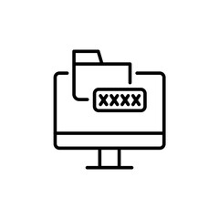 Confidential folder outline icons, minimalist vector illustration ,simple transparent graphic element .Isolated on white background