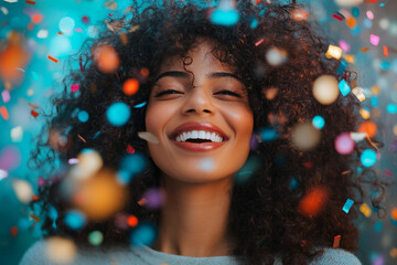 Generative AI image of person celebrating New Year's Christmas by beautifully decorated tree holiday magic advent