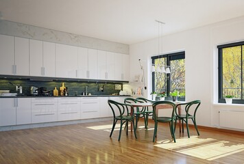 modern scandinavian style kitchen interior.