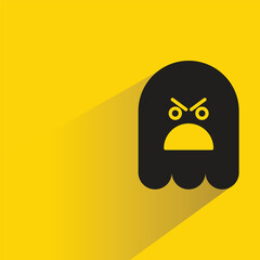 angry ghost emoji with shadow on yellow background