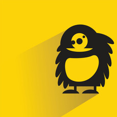 monster character with shadow on yellow background