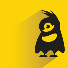 funny monster character with shadow on yellow background
